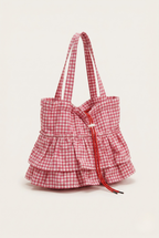 Sac épaule petit carreau frange
