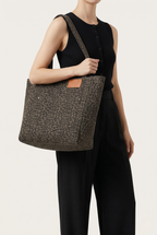 Sac cabas toile motif léopard