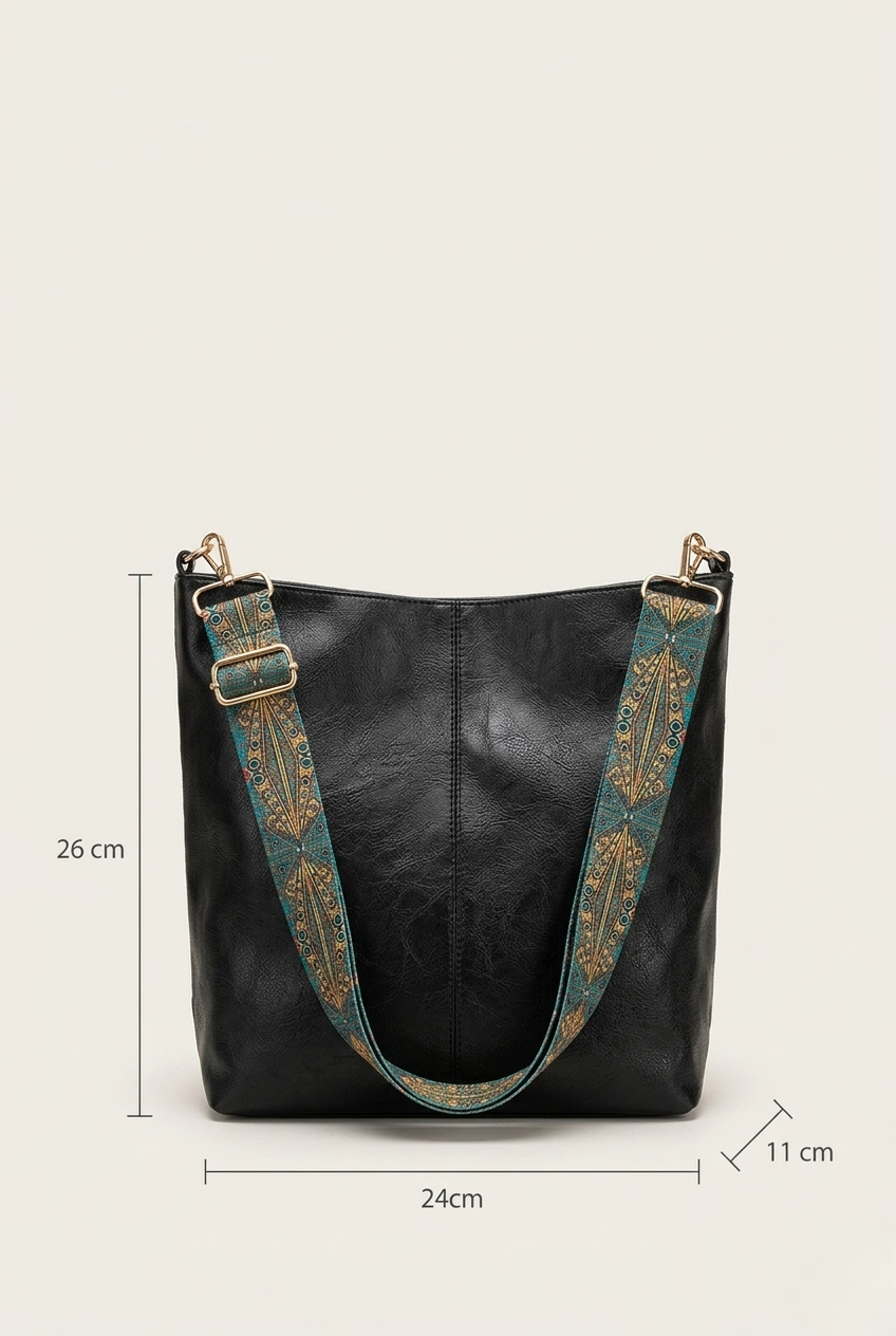 Sac cabas cuir sangle tissée