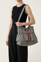 Sac épaule petit carreau frange