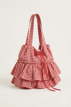 Sac épaule petit carreau frange