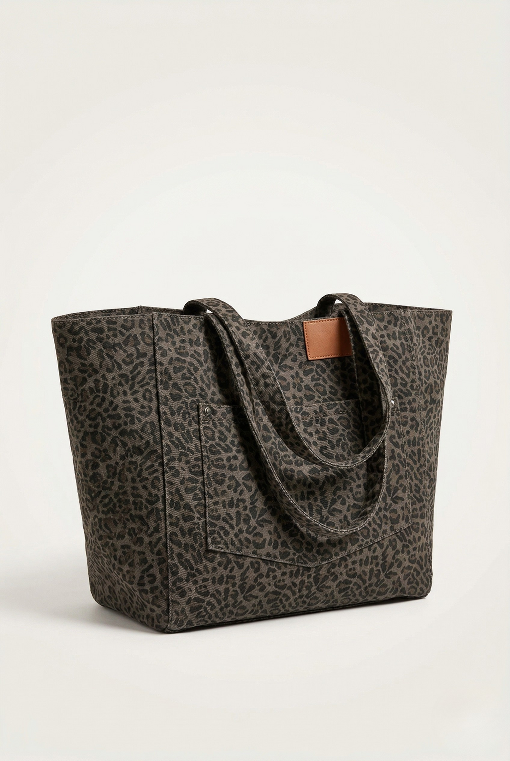 Sac cabas toile motif léopard