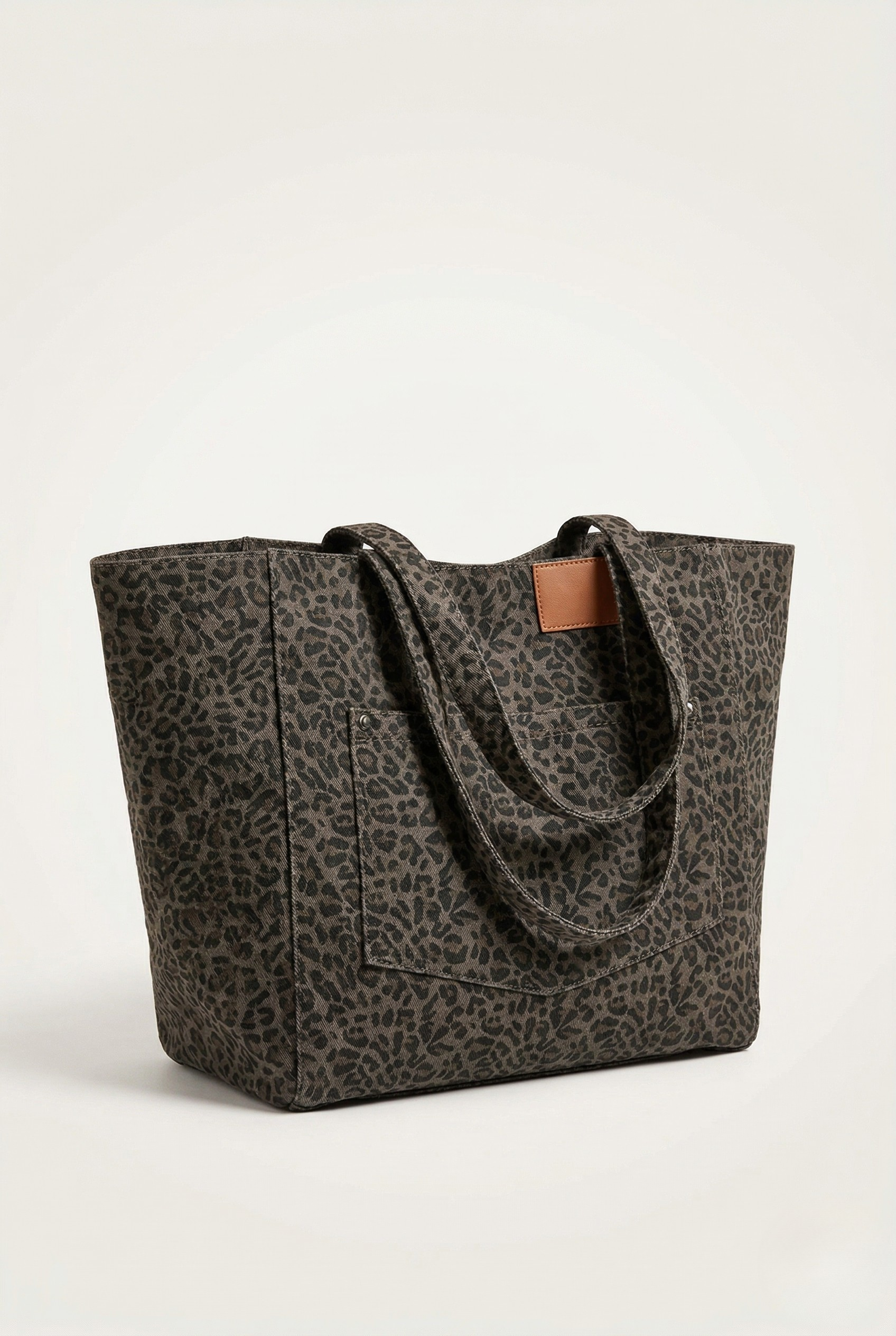 Sac cabas toile motif léopard