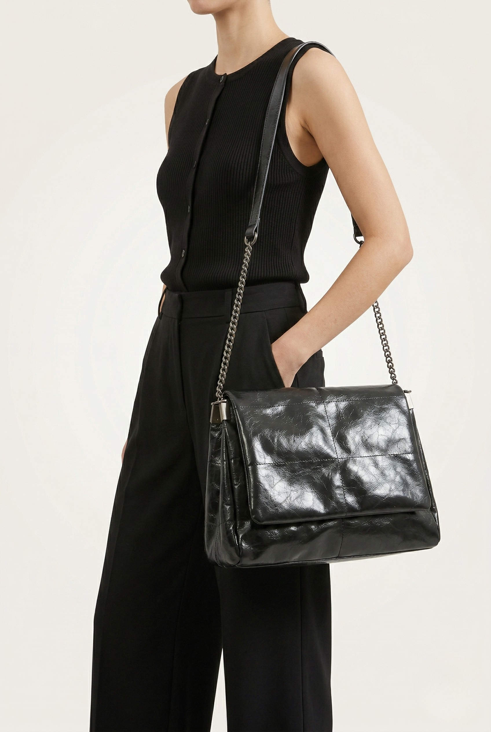 Sac épaule verni chaîne