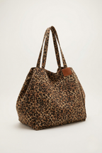 Sac cabas toile motif léopard